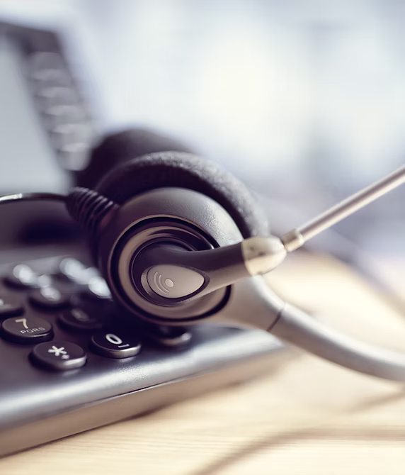 Headset on a calculator, close-up