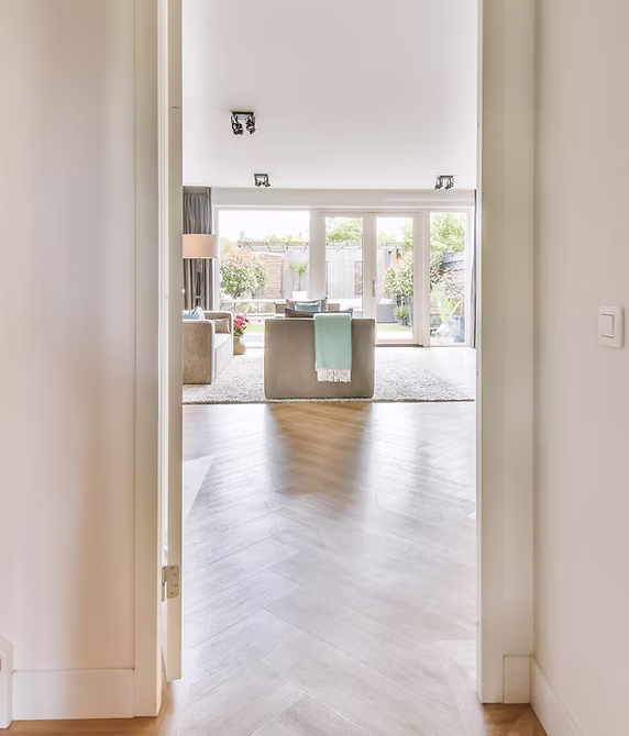 Modern home interior with wooden floor